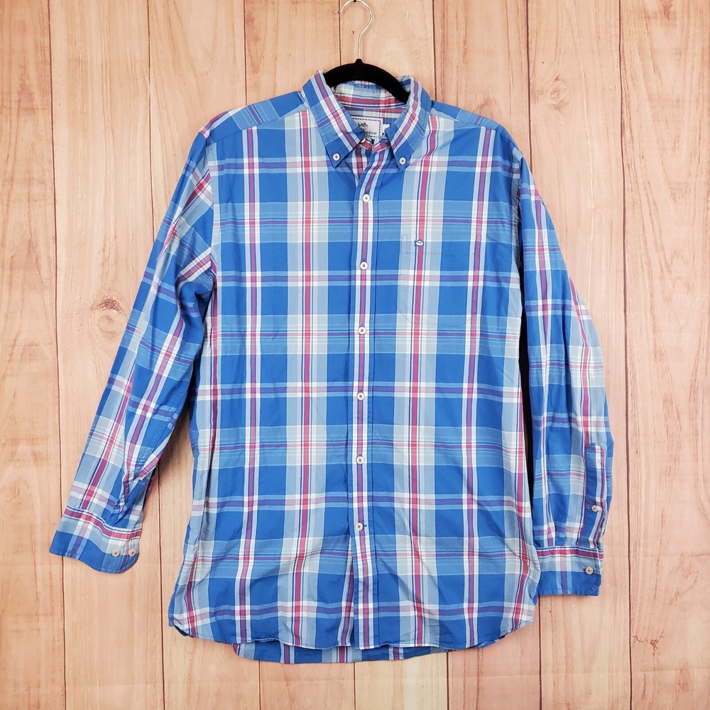 Southern Tide Classic Fit Button Up Shirt Sz M Medium Plaid Check